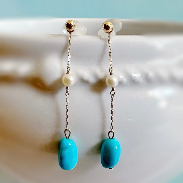 k10/k18  sleeping beauty turquoise  pearl station ピアス　イヤリング