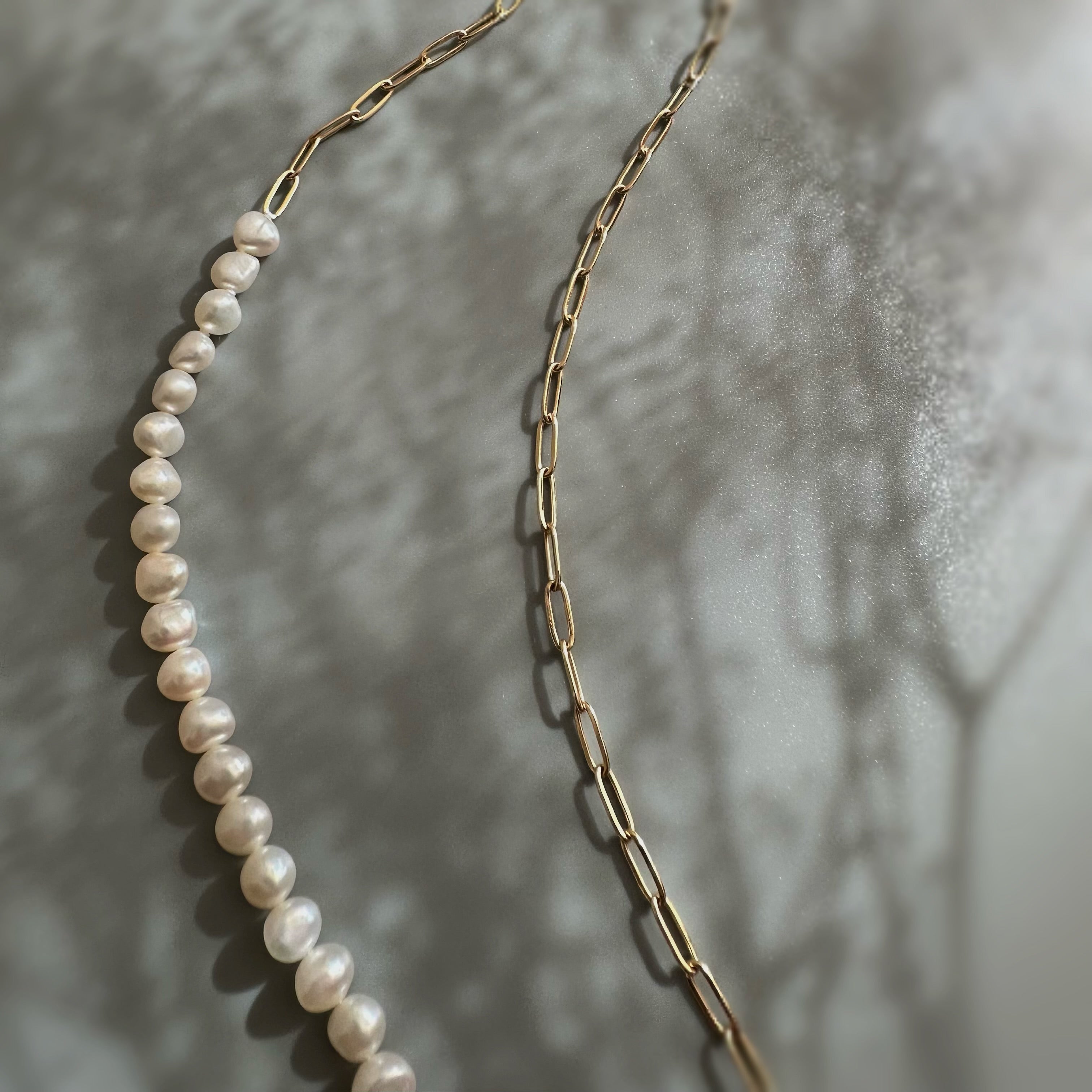 "bellbind ベルバインド"  ペーパークリップチェーン　パール　ロングネックレス　（長さオーダー可） - hikari pearl.