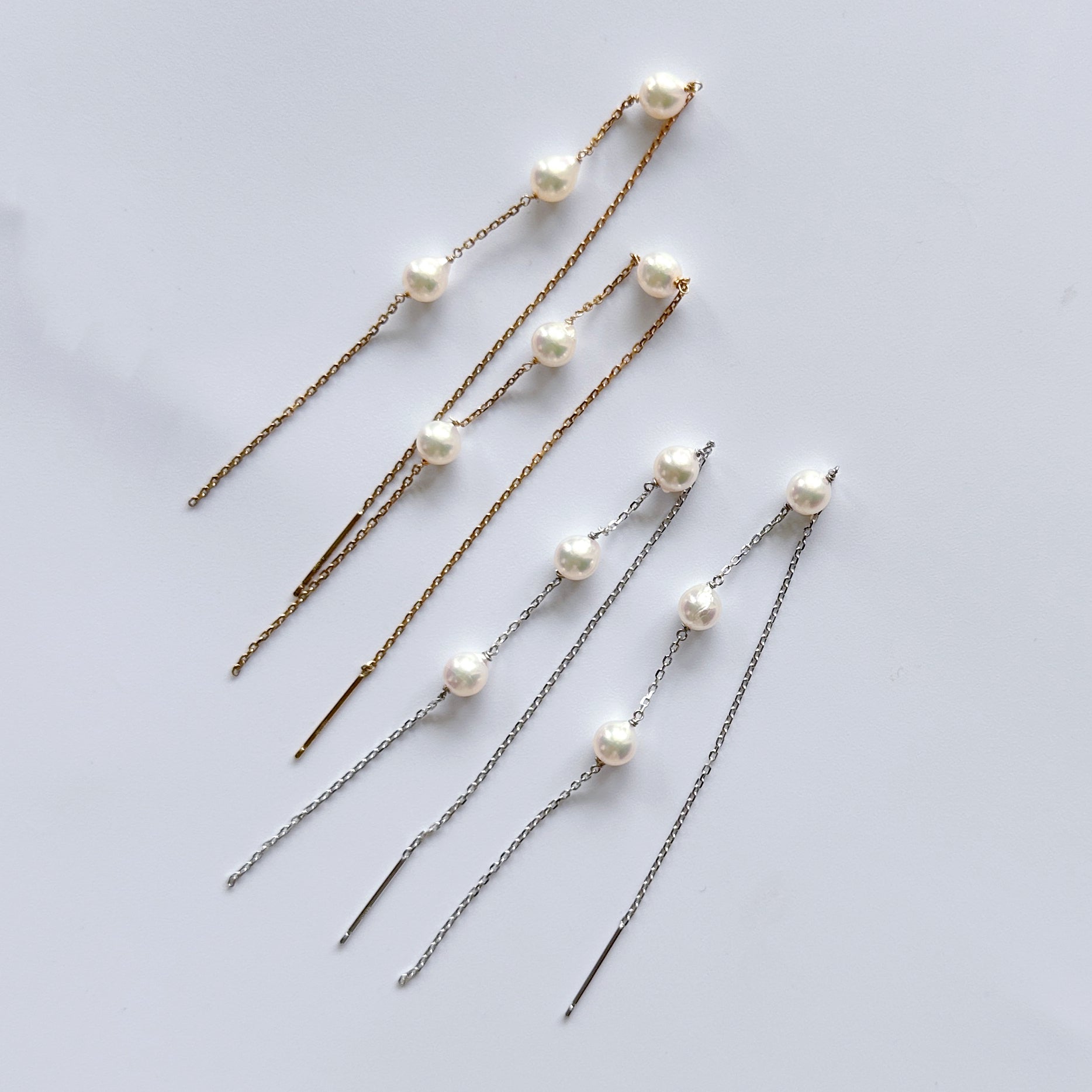 beautiful Akoya long chain waddingピアス