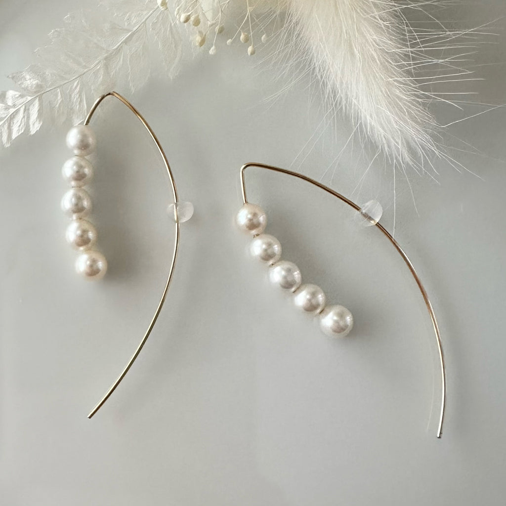 14kgf  5  pearls marquis ピアス - hikari pearl.