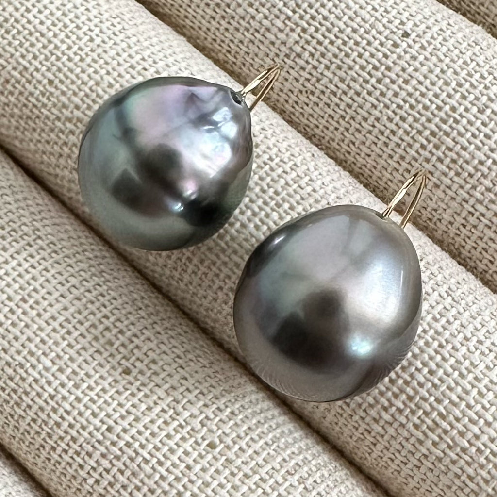 一点もの　k18 tahiti pearl  ピアス - hikari pearl.