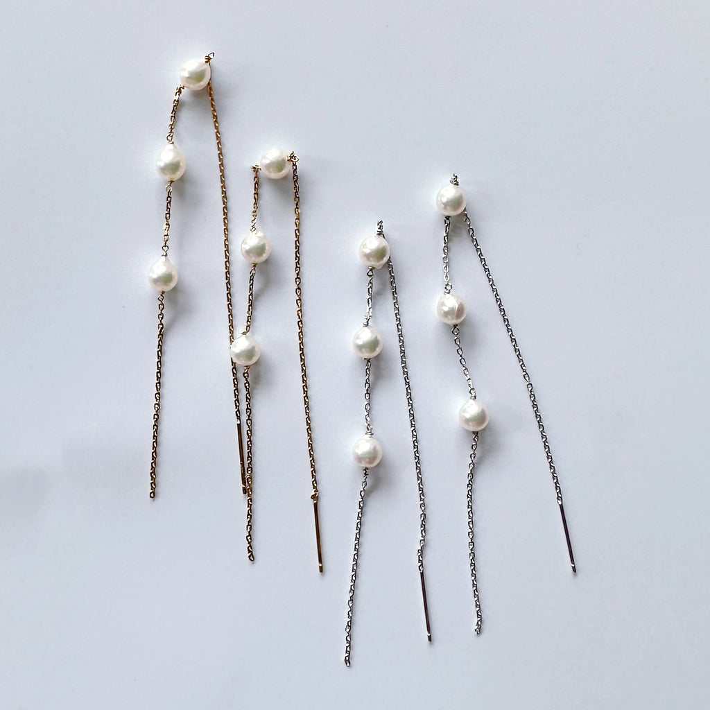 beautiful Akoya long chain waddingピアス