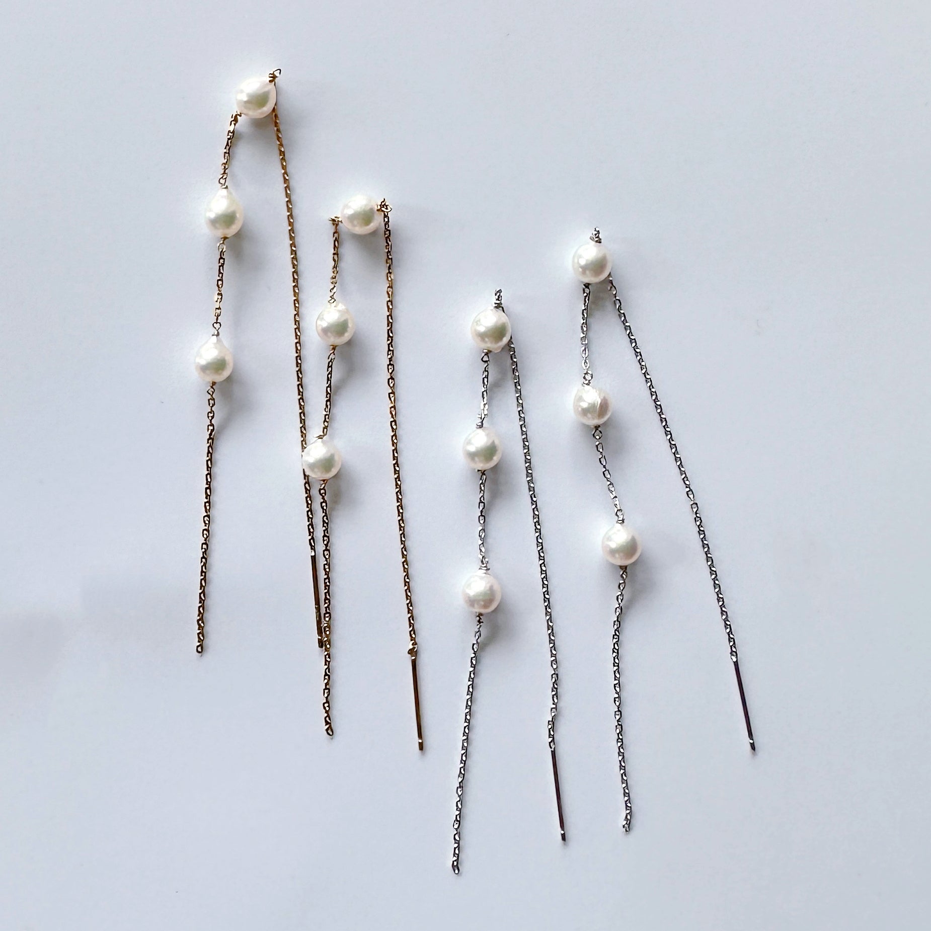 beautiful Akoya long chain waddingピアス