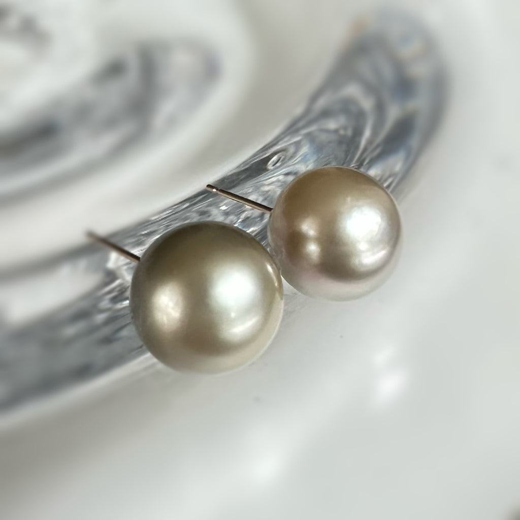 タヒチパール 2wayロングピアス／イヤリング｜シャンパンシルバーゴールド