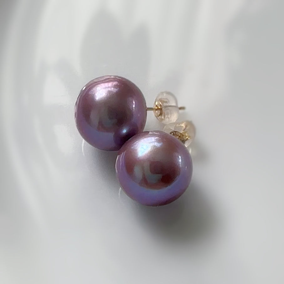 "Berry Lumièreベリー・ルミエール" 一点もの パープル　パール　ピアス