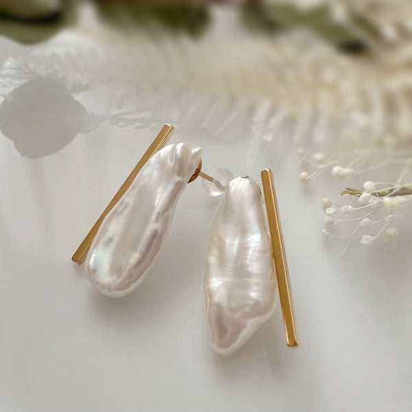 Baguette Keshi Pearl Earrings