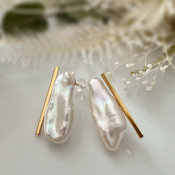 Baguette Keshi Pearl Earrings