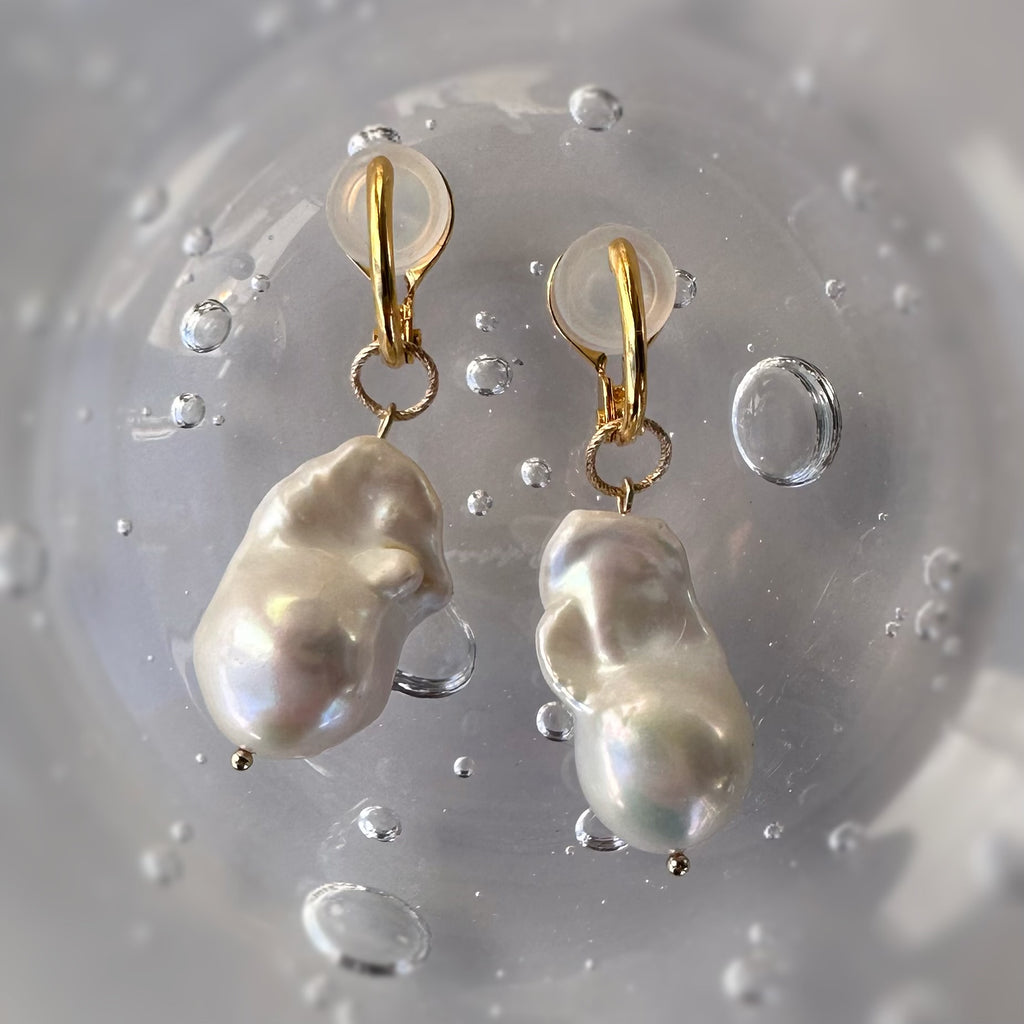 baroque oyster pearl hoop weddingピアス　イヤリング - hikari pearl.