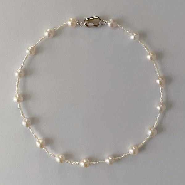 Pearl Station Necklace 8mm