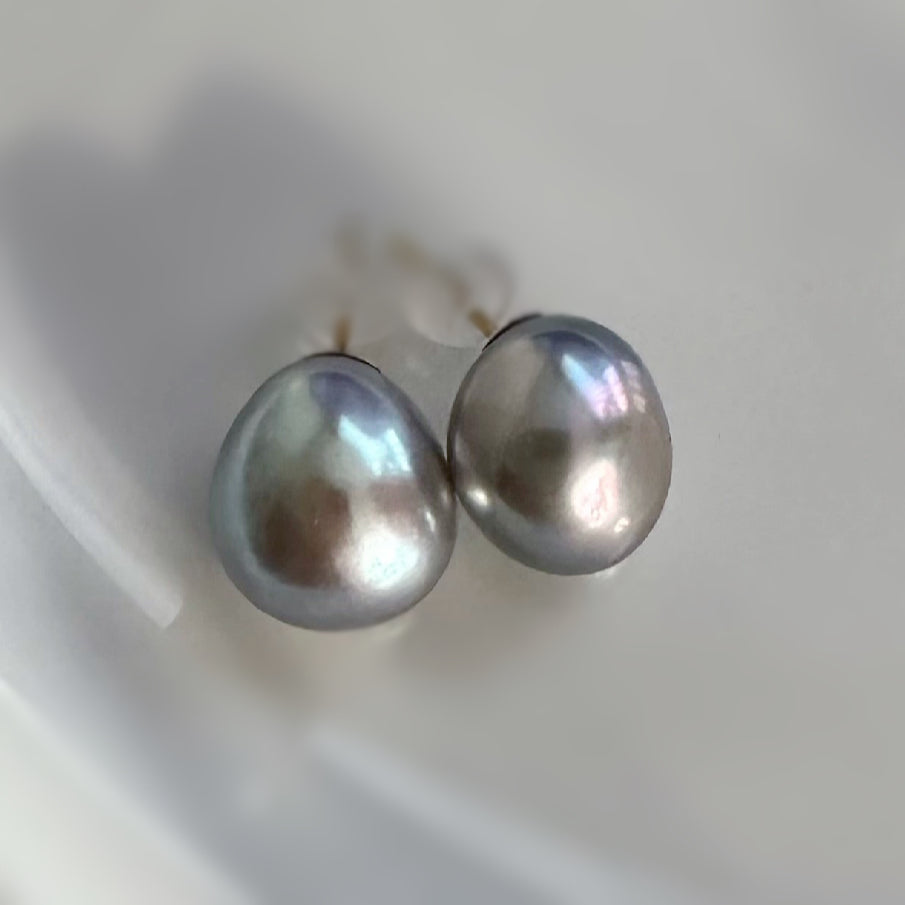 "Pearl Plump Gray パール プランプ グレー" ピアス　イヤリング - hikari pearl.