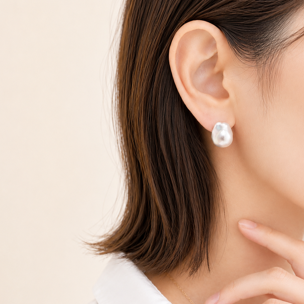 "Éclat Luxe mini  エクラリュクスミニ" バロックパール　ピアス　イヤリング　 - hikari pearl.