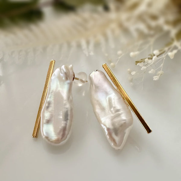 Baguette Keshi Pearl Earrings