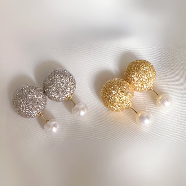 silver ball pearl catch ピアス　gold silver