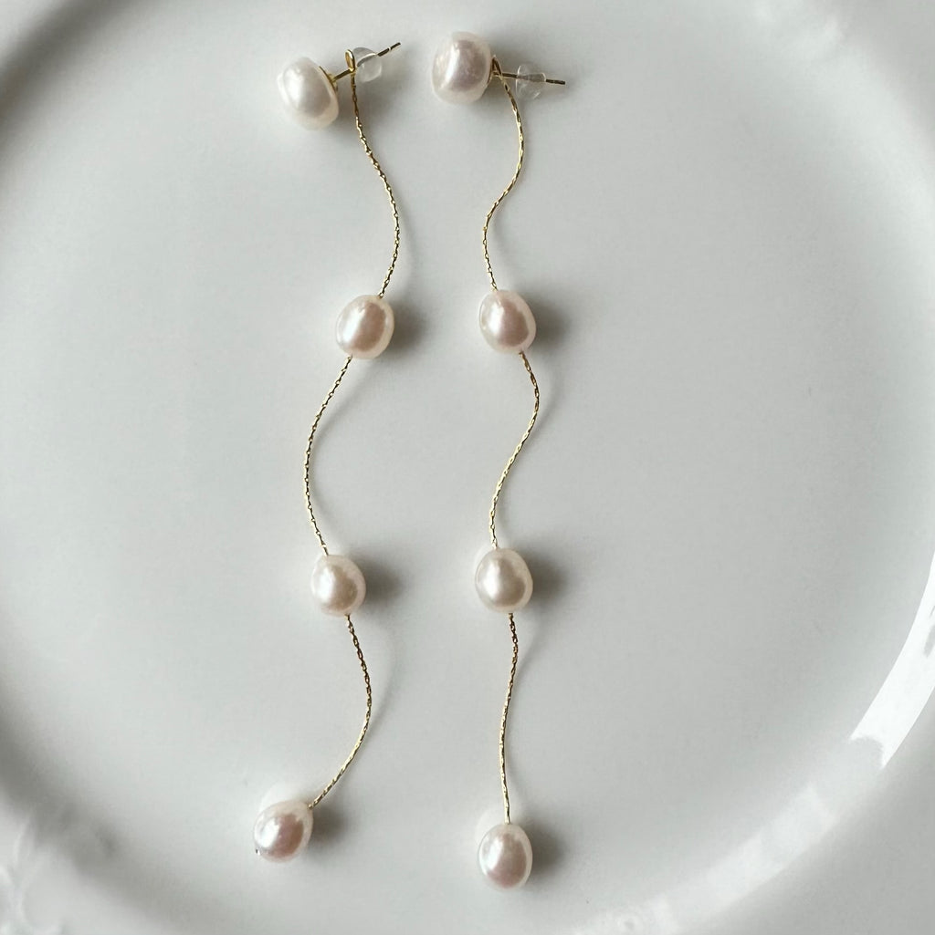 No.9 egg  pearl  station long weddingピアス　イヤリング - hikari pearl.