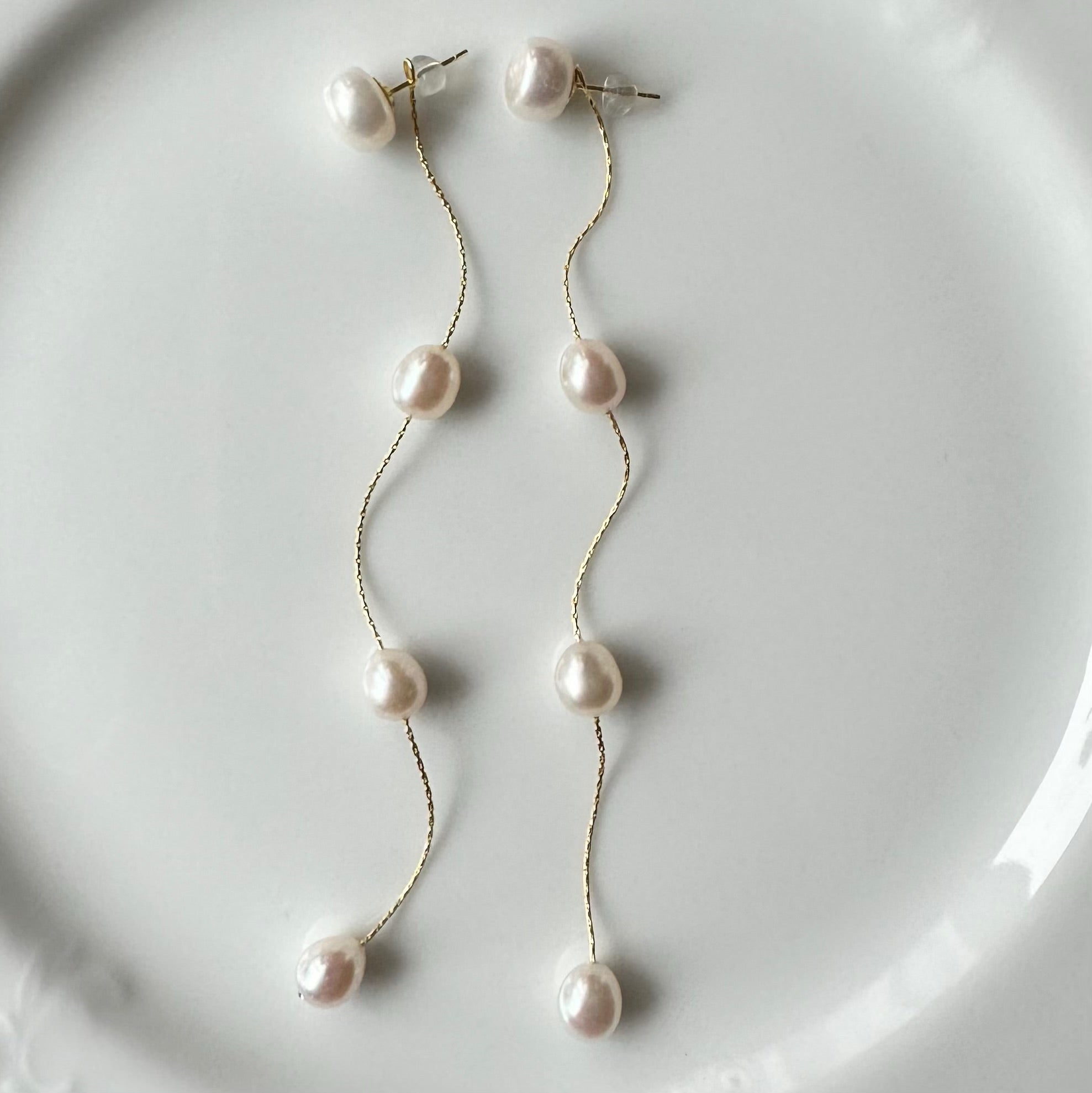 No.9 egg  pearl  station long weddingピアス　イヤリング - hikari pearl.