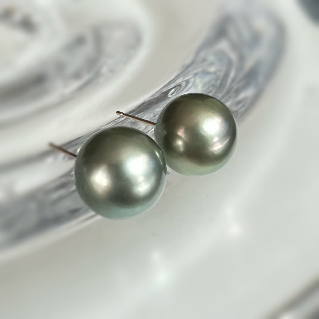 タヒチパール 2wayロングピアス／イヤリング｜クールブルーシルバー
