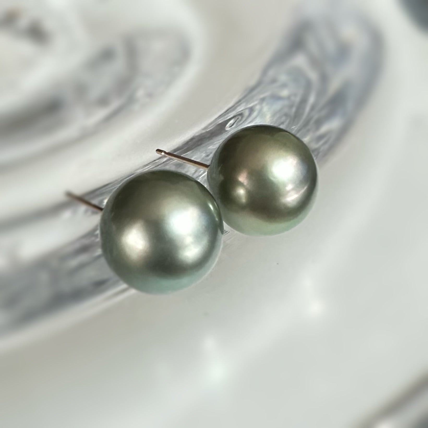 タヒチパール 2wayロングピアス／イヤリング｜クールブルーシルバー