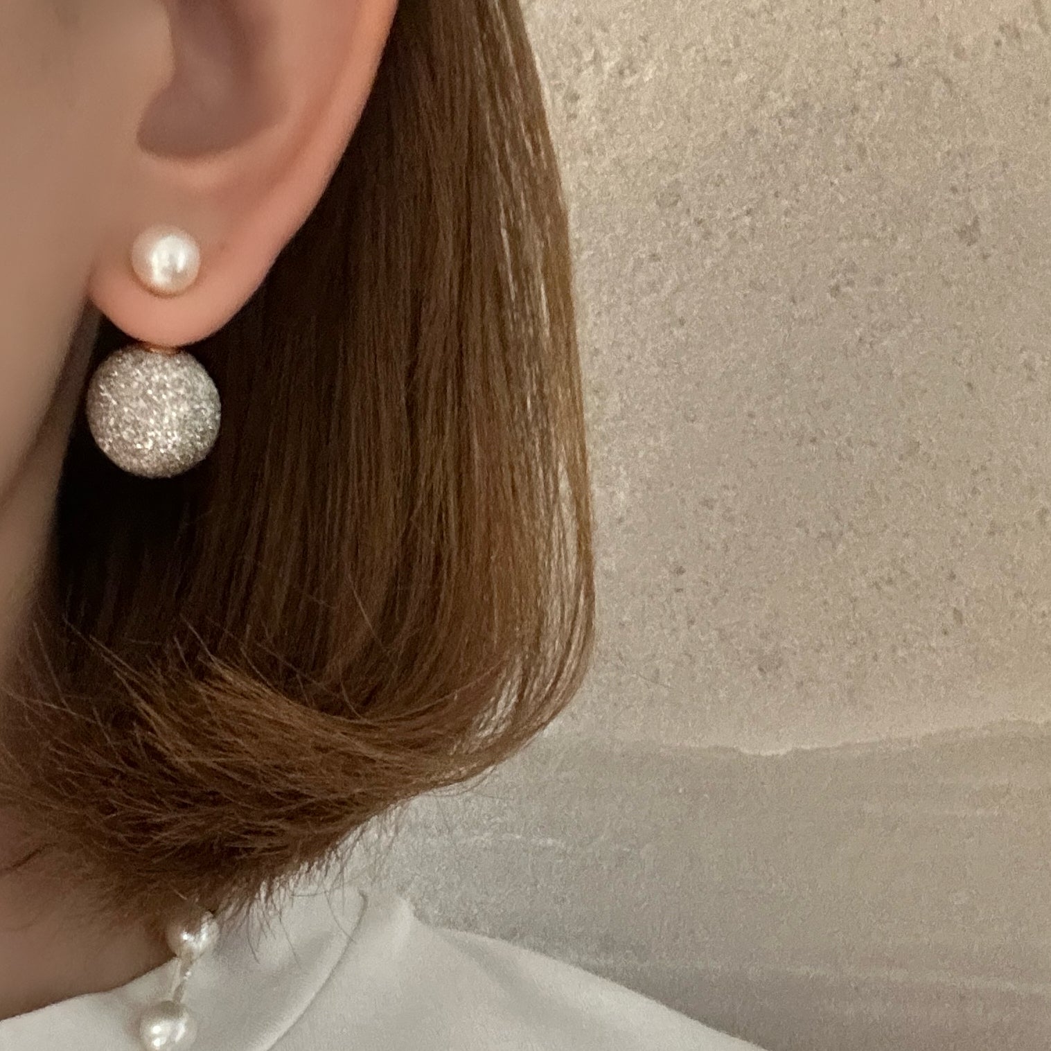 silver ball pearl catch ピアス　gold silver