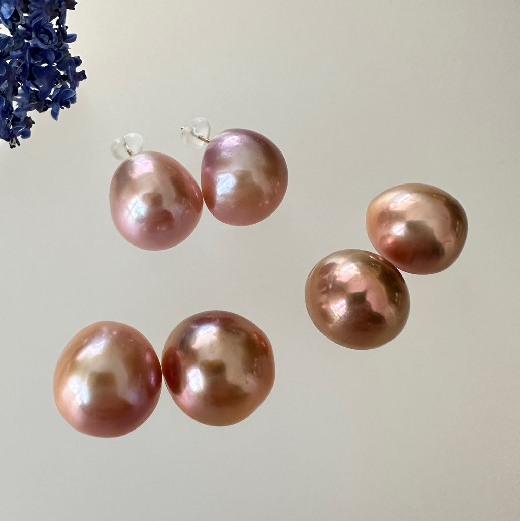 一点もの　natural color pink purple orange 14mmUP ピアス　イヤリング