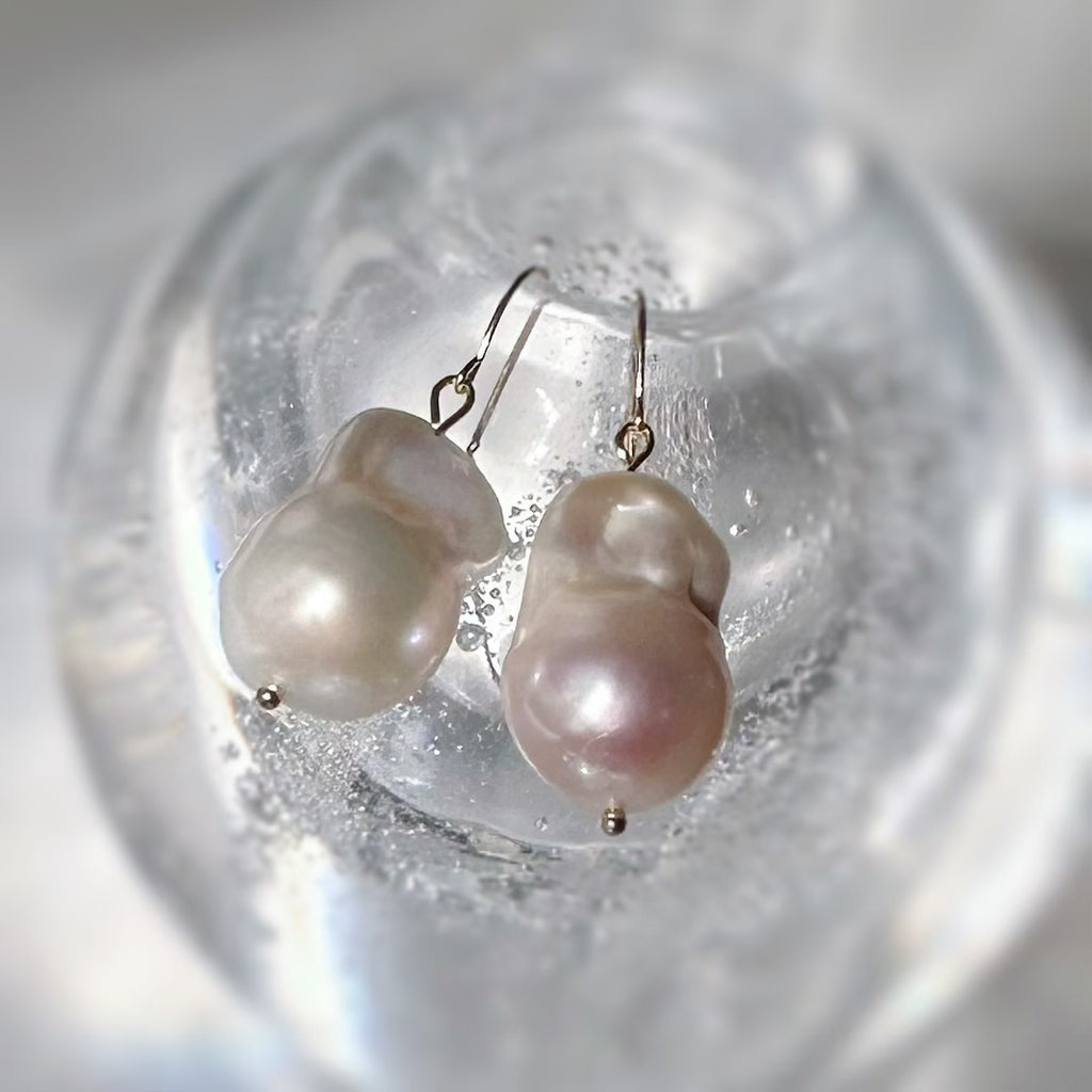 k10 oyster baroque  pearl wedding hook ピアス - hikari pearl.