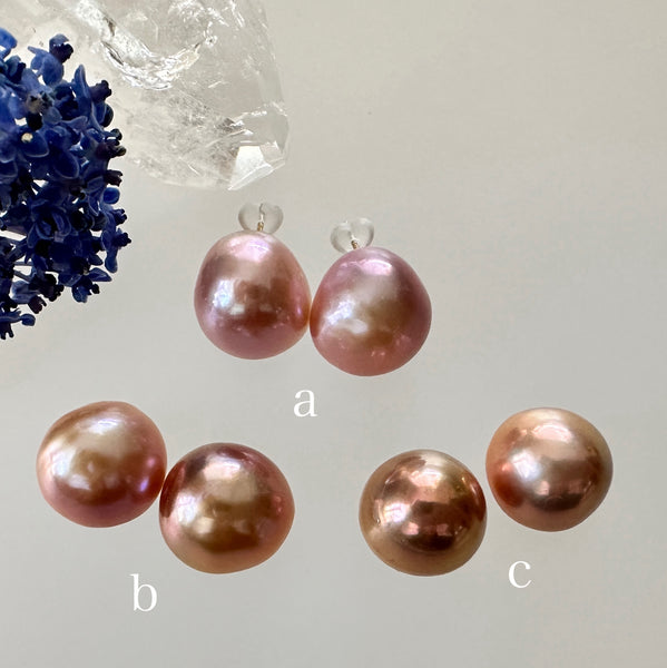 一点もの　natural color pink purple orange 14mmUP ピアス　イヤリング