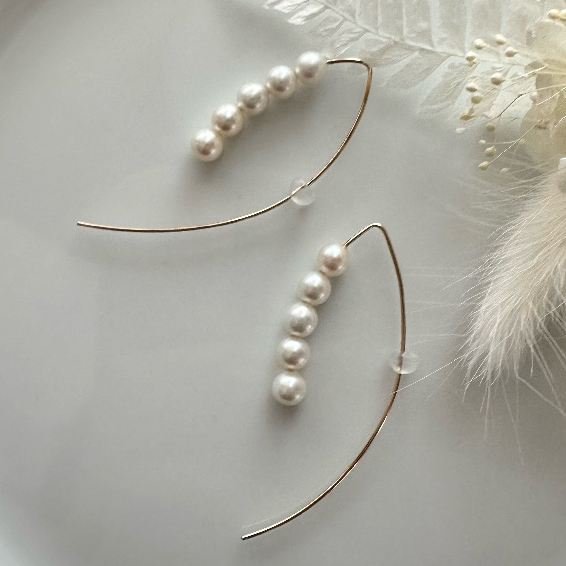 14kgf  5  pearls marquis ピアス - hikari pearl.