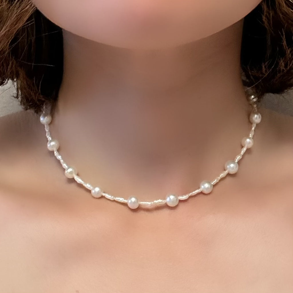 Pearl Station Necklace 6mm