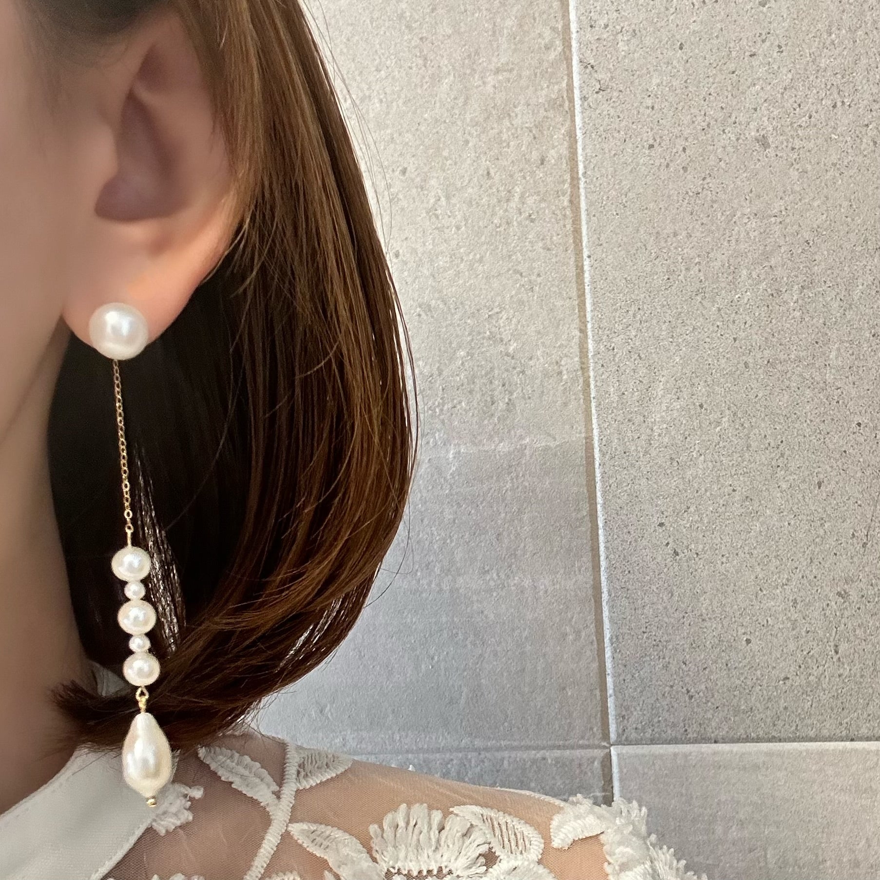 variation long  pearl ピアス　イヤリング
