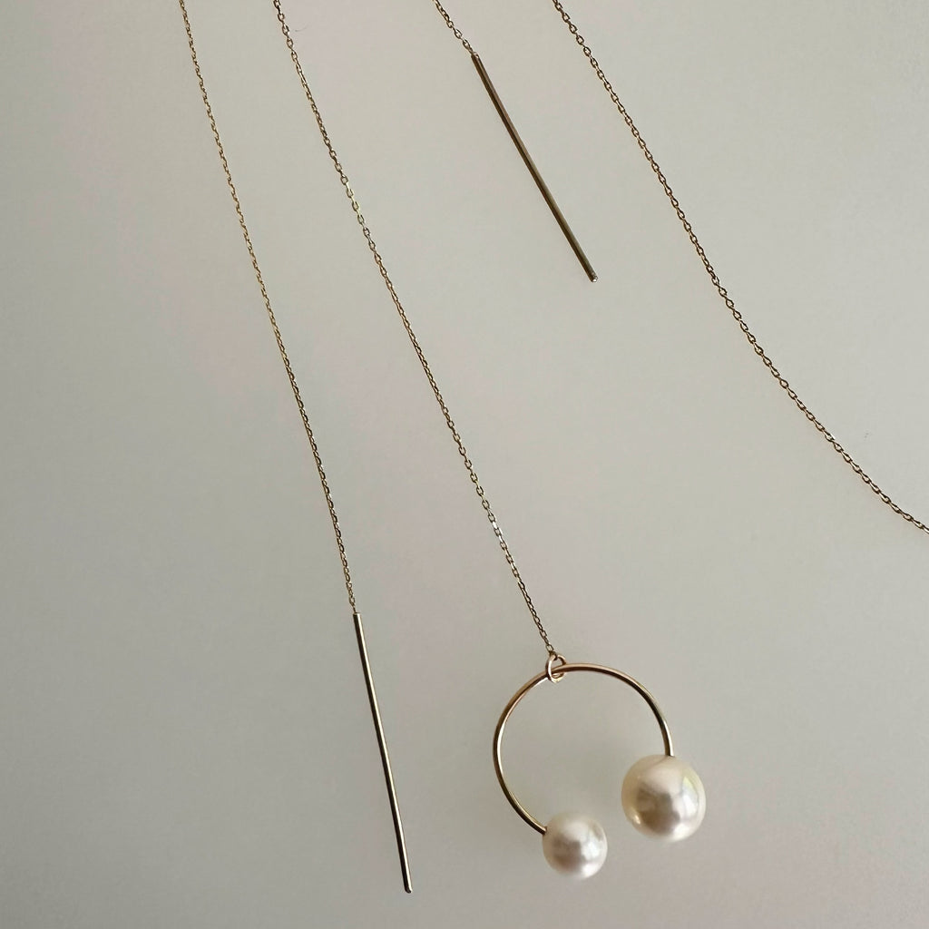 "peace lily ピースリリー"   アシンメトリー　ピアス wedding - hikari pearl.