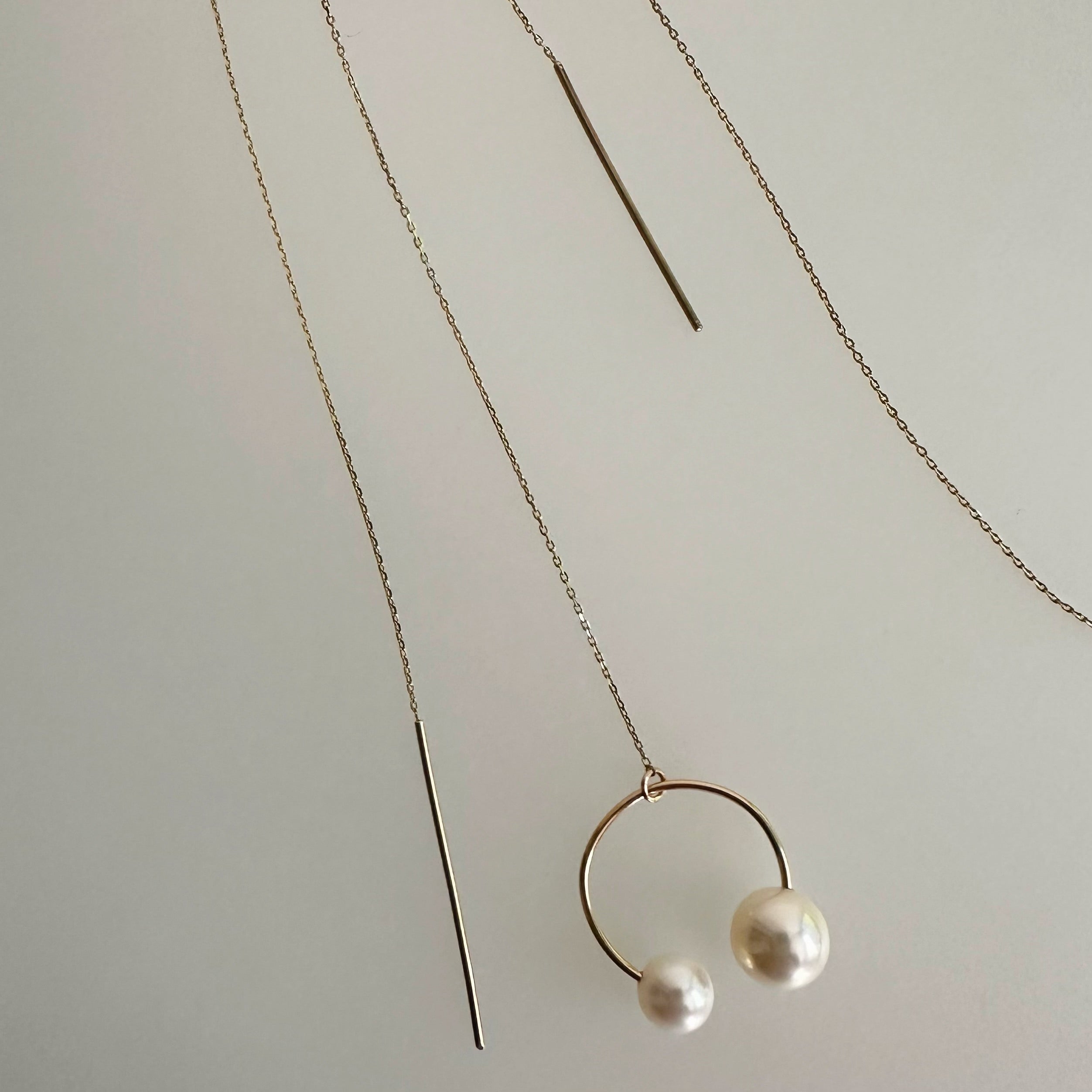 "peace lily ピースリリー"   アシンメトリー　ピアス wedding - hikari pearl.