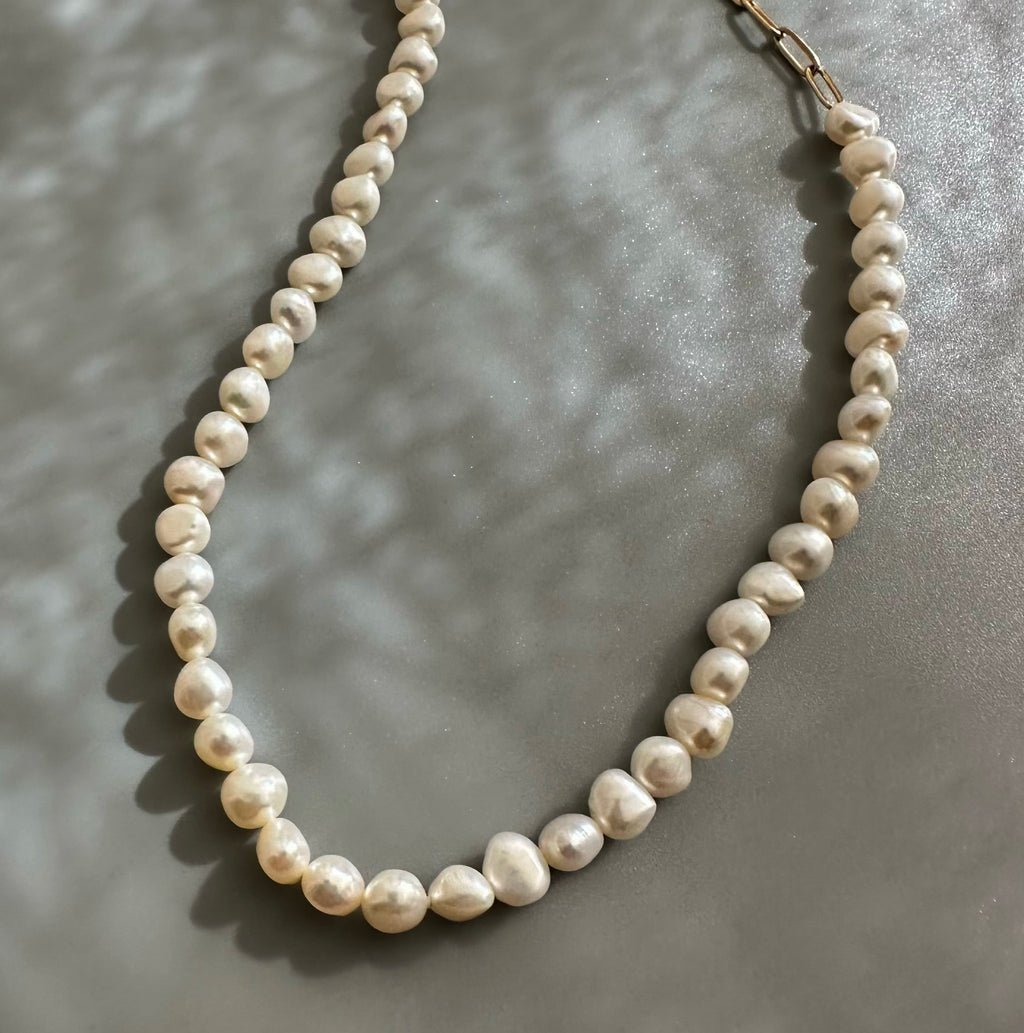 "bellbind ベルバインド"  ペーパークリップチェーン　パール　ロングネックレス　（長さオーダー可） - hikari pearl.