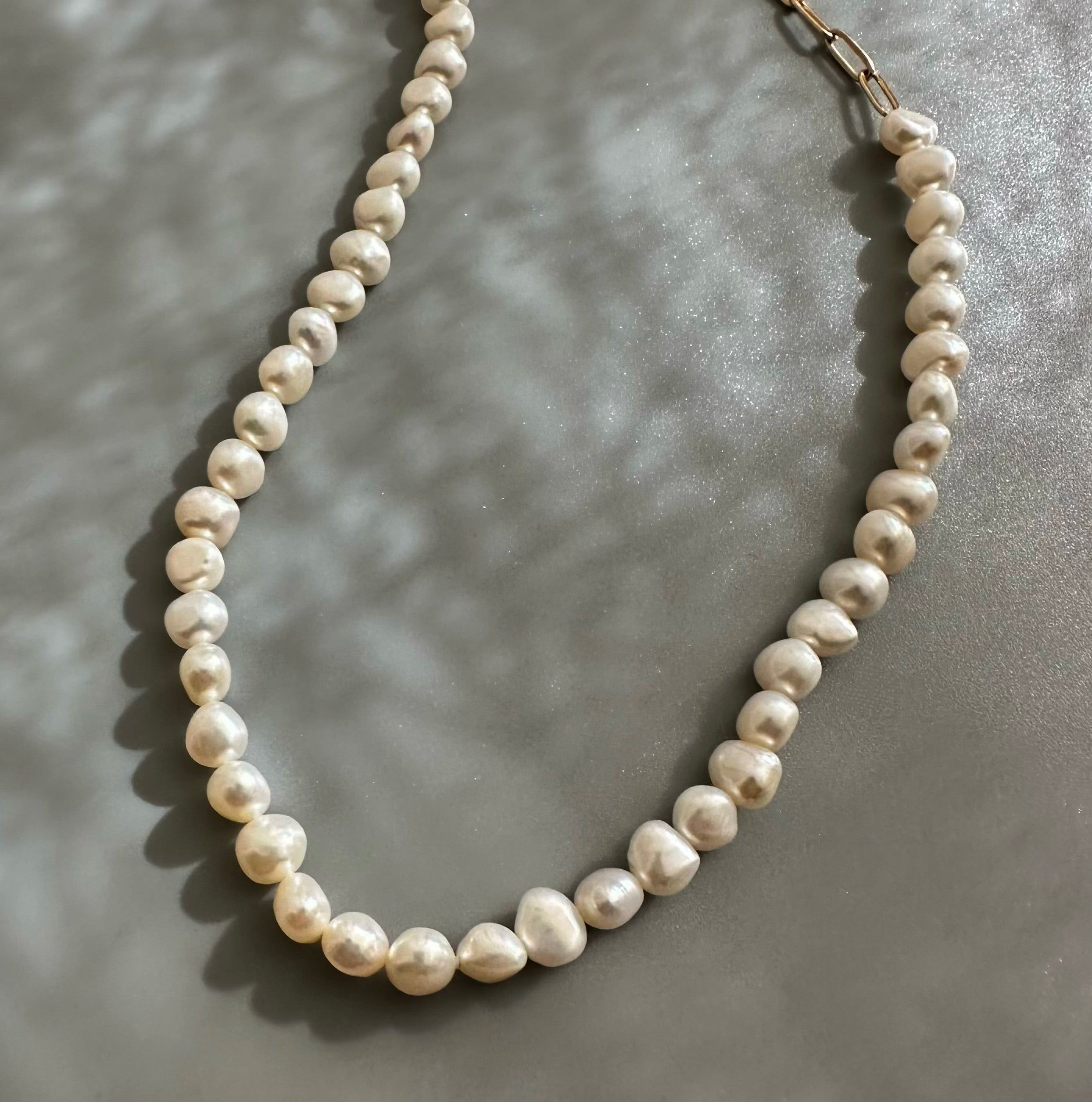 "bellbind ベルバインド"  ペーパークリップチェーン　パール　ロングネックレス　（長さオーダー可） - hikari pearl.