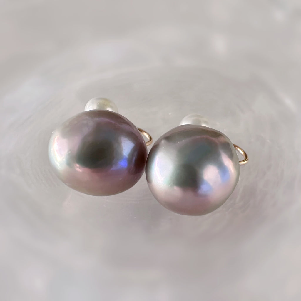 "Pearl Plump Gray パール プランプ グレー" ピアス　イヤリング