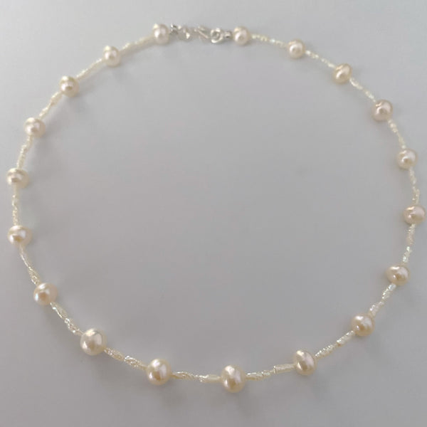 Pearl Station Necklace 6mm