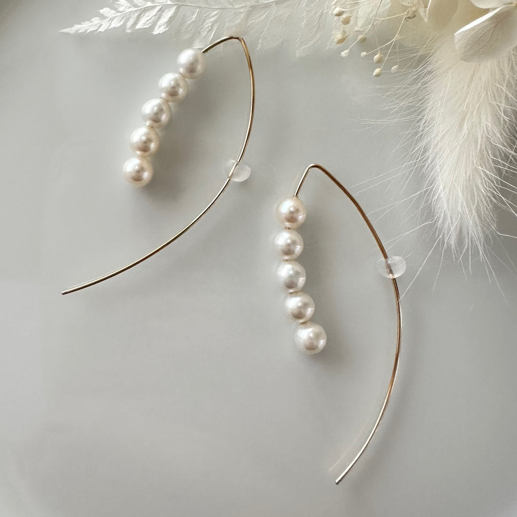 14kgf  5  pearls marquis ピアス - hikari pearl.