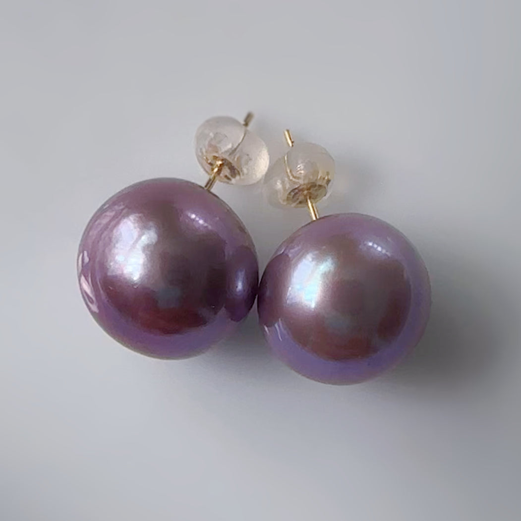 "Berry Lumièreベリー・ルミエール" 一点もの パープル　パール　ピアス