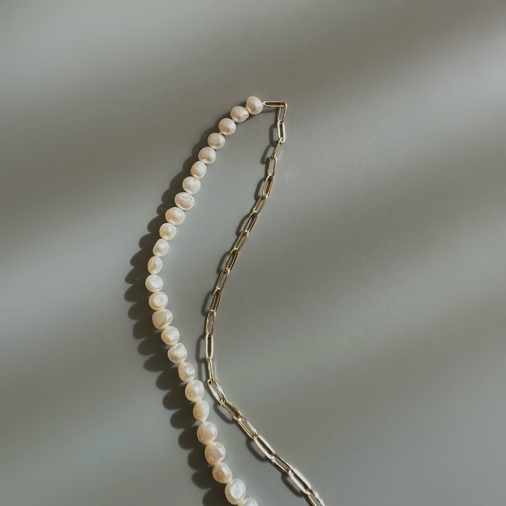 "bellbind ベルバインド"  ペーパークリップチェーン　パール　ロングネックレス　（長さオーダー可） - hikari pearl.