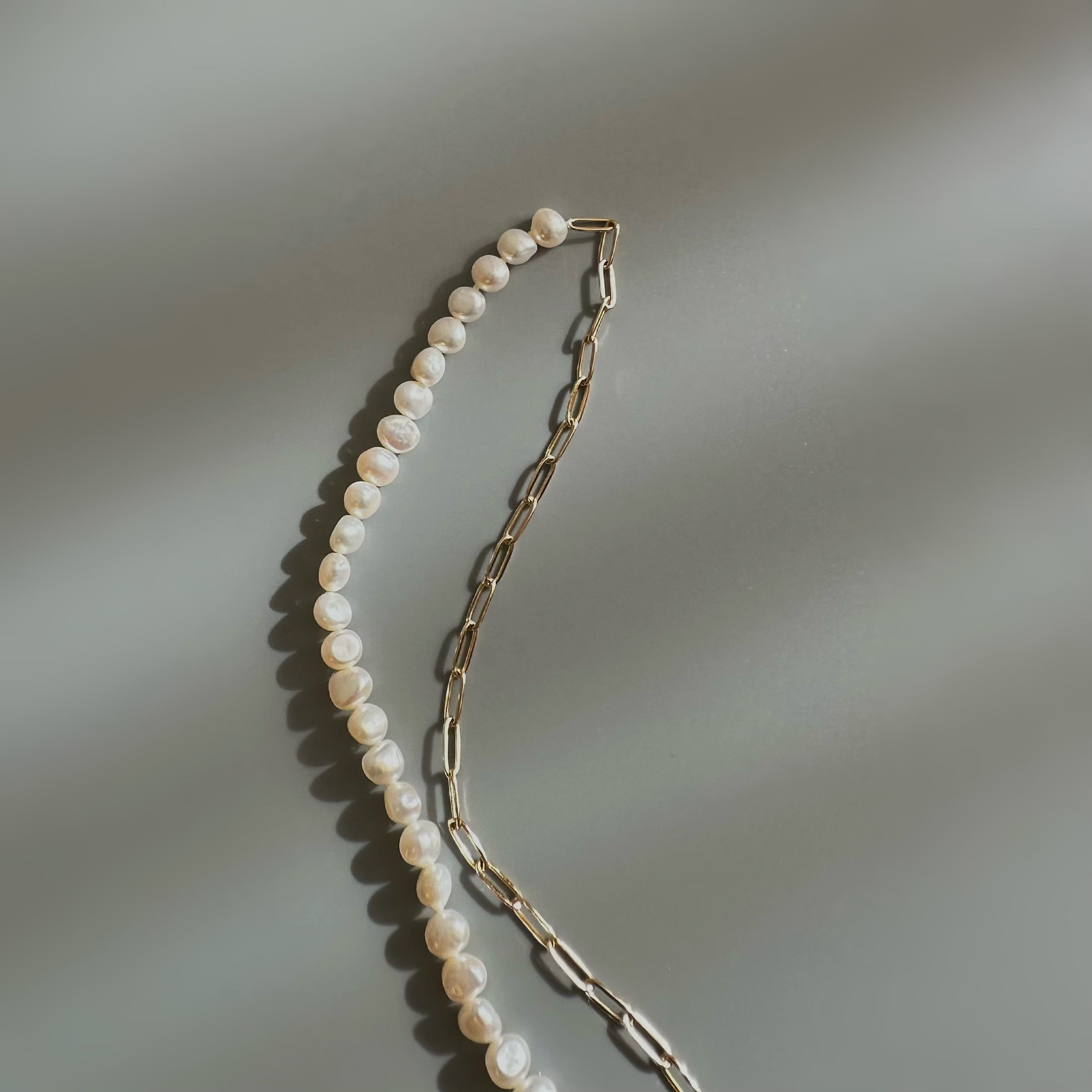 "bellbind ベルバインド"  ペーパークリップチェーン　パール　ロングネックレス　（長さオーダー可） - hikari pearl.