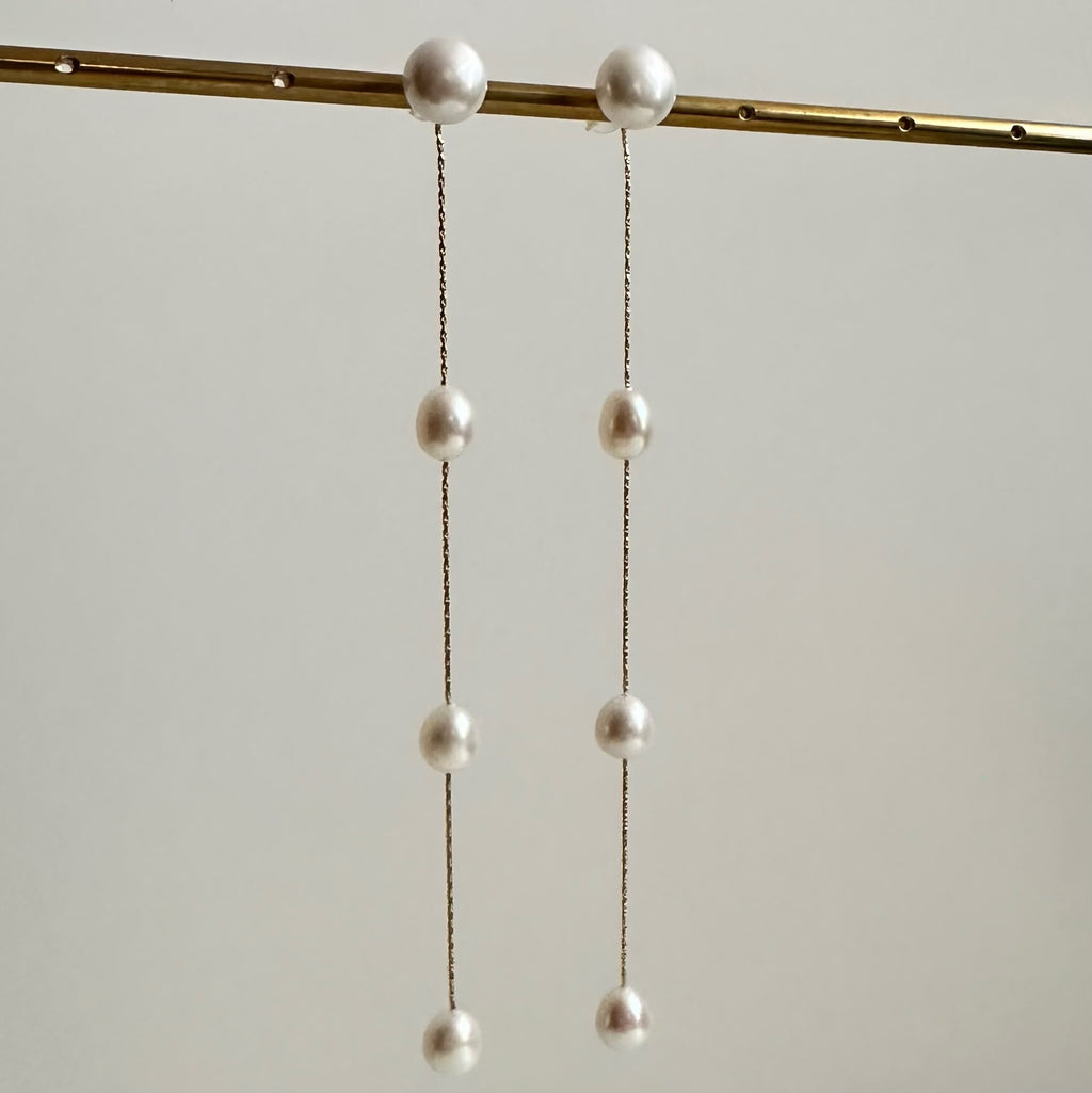 No.9 egg  pearl  station long weddingピアス　イヤリング - hikari pearl.