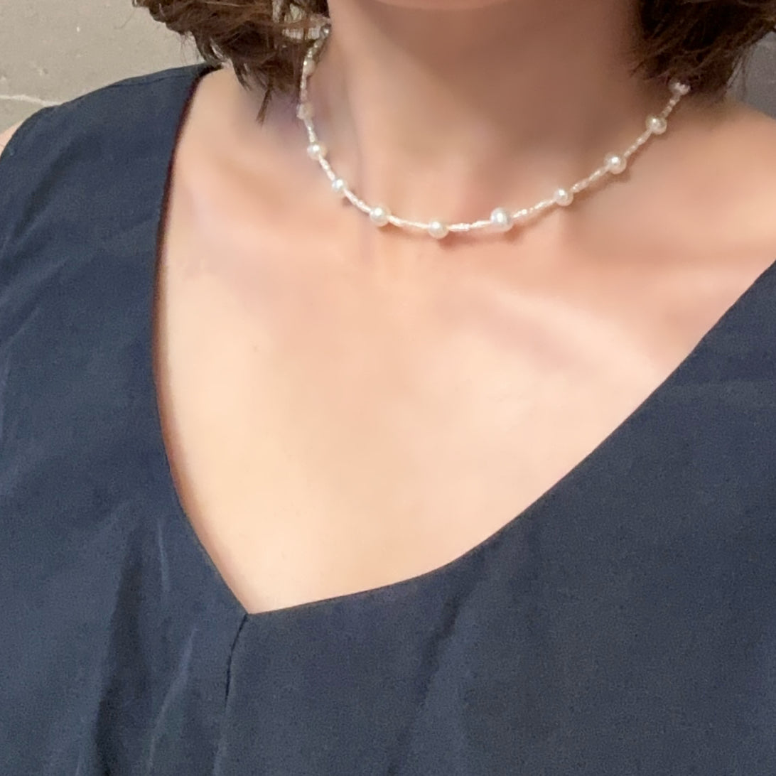 Pearl Station Necklace 6mm