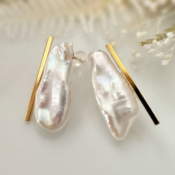 Baguette Keshi Pearl Earrings