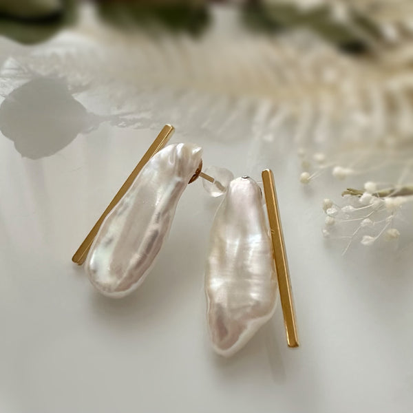 Baguette Keshi Pearl Earrings
