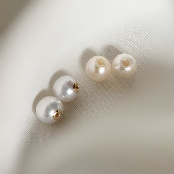 silver ball pearl catch ピアス　gold silver