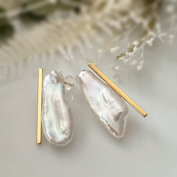 Baguette Keshi Pearl Earrings