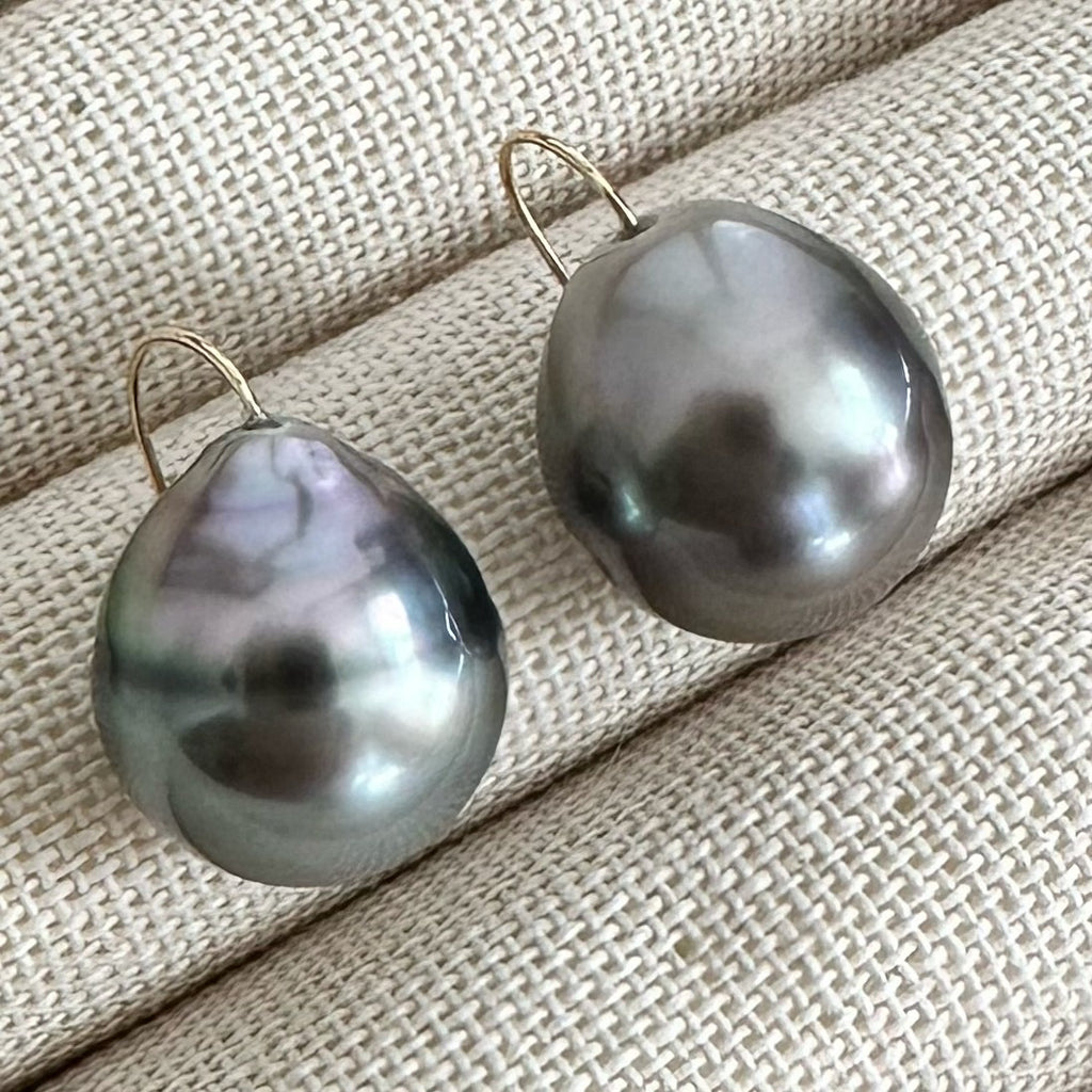 一点もの　k18 tahiti pearl  ピアス - hikari pearl.