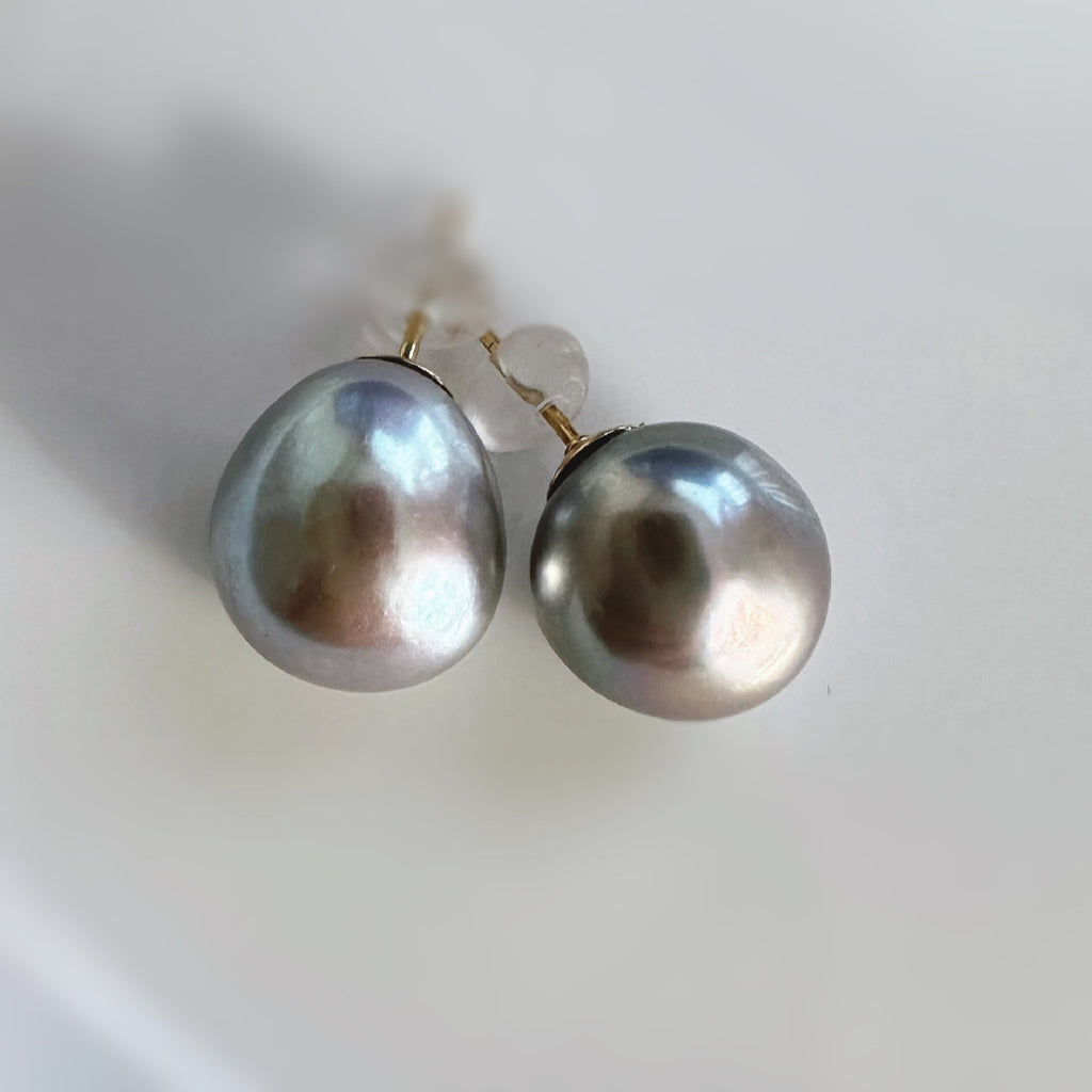 "Pearl Plump Gray パール プランプ グレー" ピアス　イヤリング - hikari pearl.