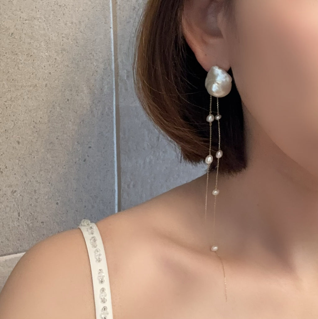 "lisianthus リシアンサス" バロックパール　ロングピアス　イヤリング　wedding baroque - hikari pearl.
