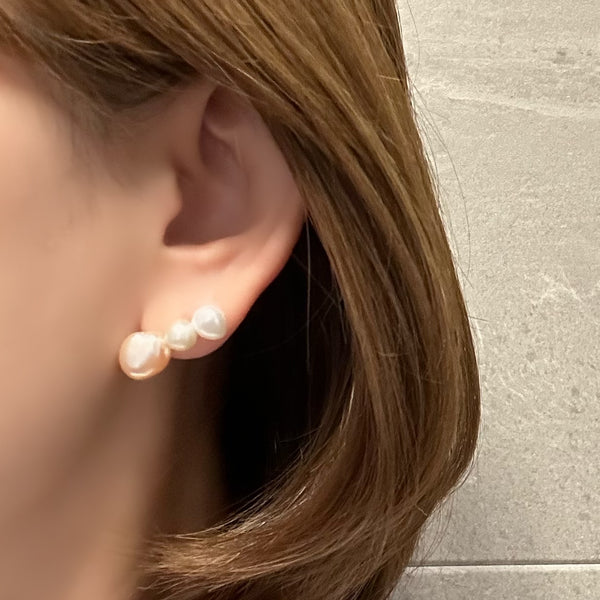 nuance  pearl 3 line  ピアス　イヤリング　pink