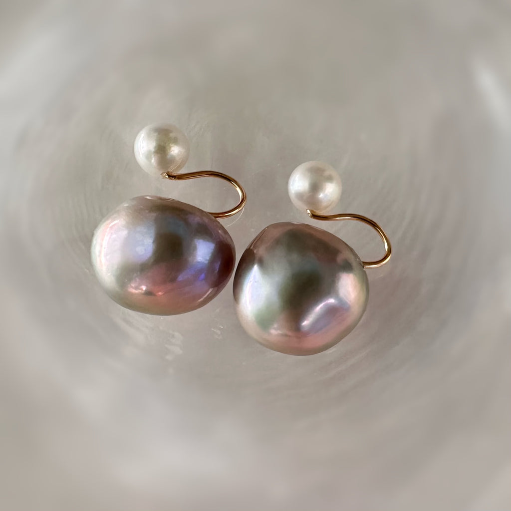 "Pearl Plump Gray パール プランプ グレー" ピアス　イヤリング