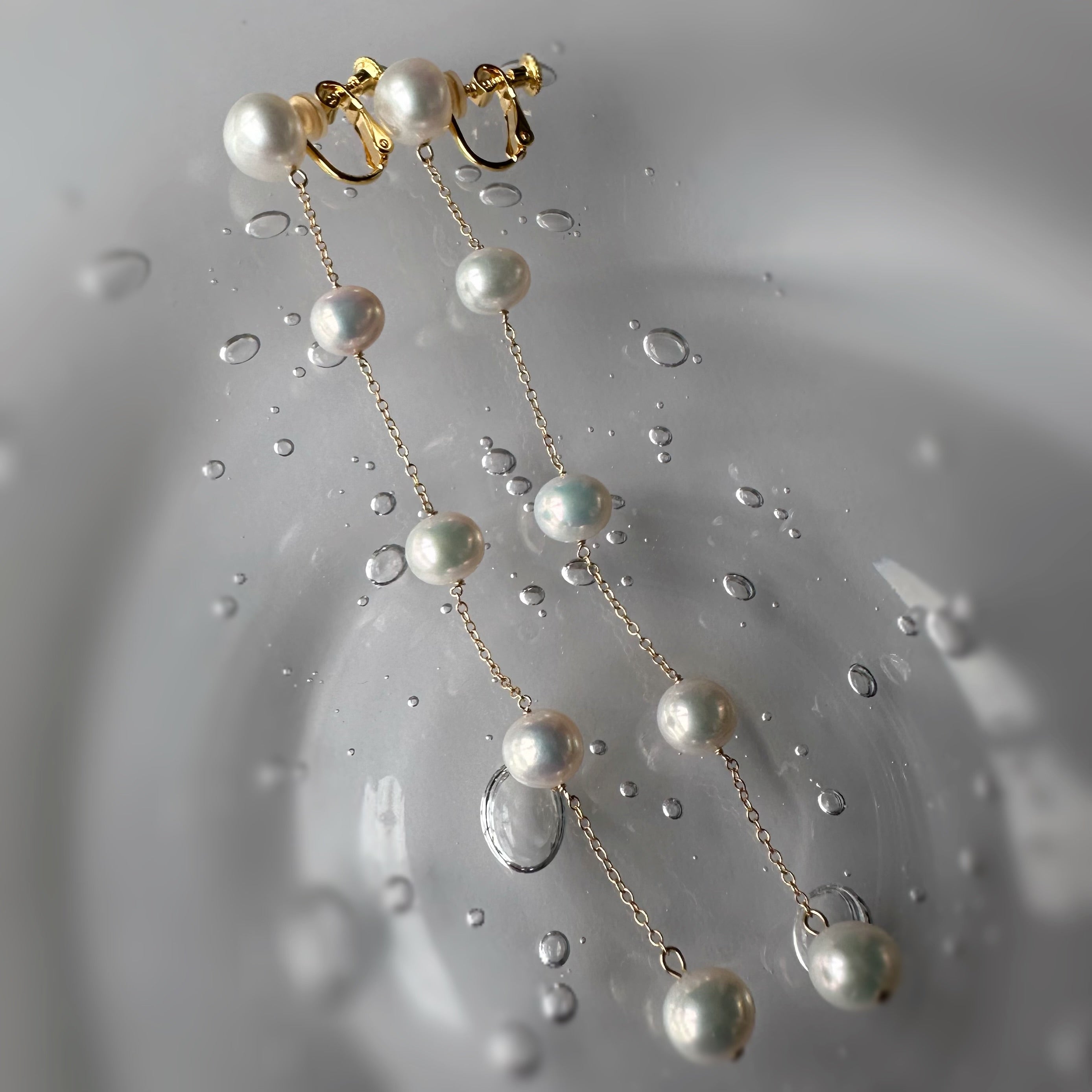 No.18 5  pearl wedding long ピアス　イヤリング - hikari pearl.